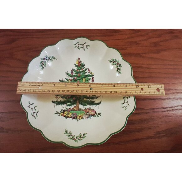 Spode England Christmas Tree Round Fluted Serving Dish Bowl 10 Inch #S3324 - Picture 12 of 12